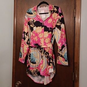 New plus size 18 3x colorful dress button up